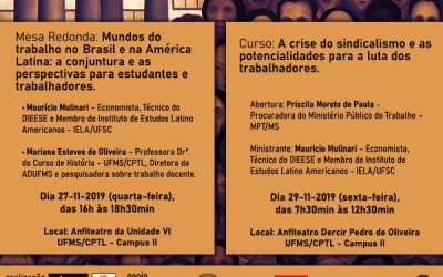 Eventos em Três Lagoas debatem, nesta semana, perspectivas do trabalho no Brasil e na América Latina e crise sindical
