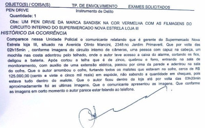Pen drive entregue para identificar autores de furto em supermercado mostram apenas carrinhos de compras 