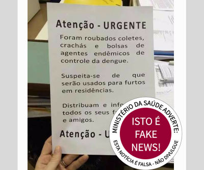 É falsa a notícia de furto de jalecos da Vigilância em Saúde