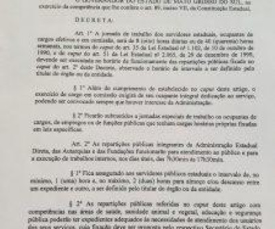 Jornada de 8h: minuta do decreto traz expediente das 7h30 às 17h30 em todos os órgãos estaduais