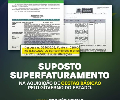 Contar solicita explicação ao Estado sobre aquisição de cestas básicas sem licitação