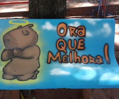 Bancos com pinturas temáticas ampliam visual alegre da Lagoa Maior