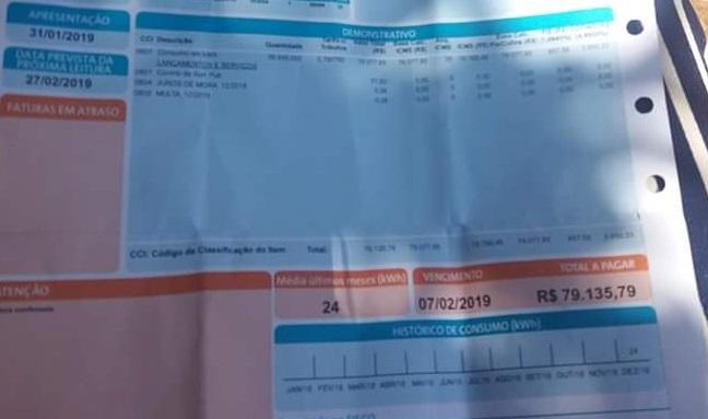 Susto: Família de 3 pessoas recebe conta de luz no valor de R$ 79 mil em MS Susto: Família de 3 pessoas recebe conta de luz no valor de R$ 79 mil em MS