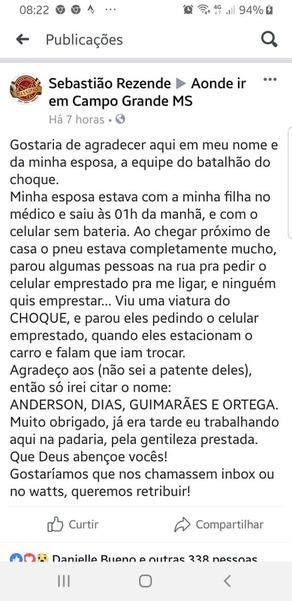 Homem usa redes sociais para agradecer policiais que ajudaram esposa com carro