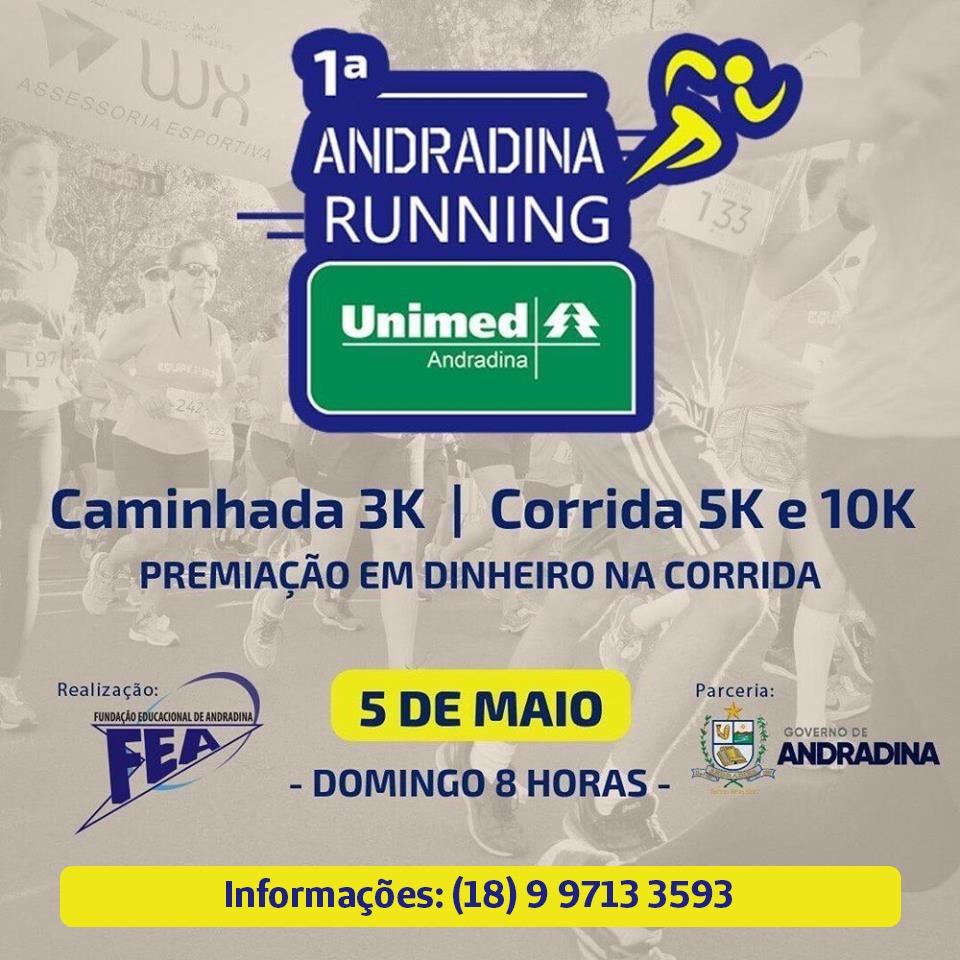 Últimos dias para se inscrever na 1ª Andradina Running Unimed Últimos dias para se inscrever na 1ª Andradina Running Unimed