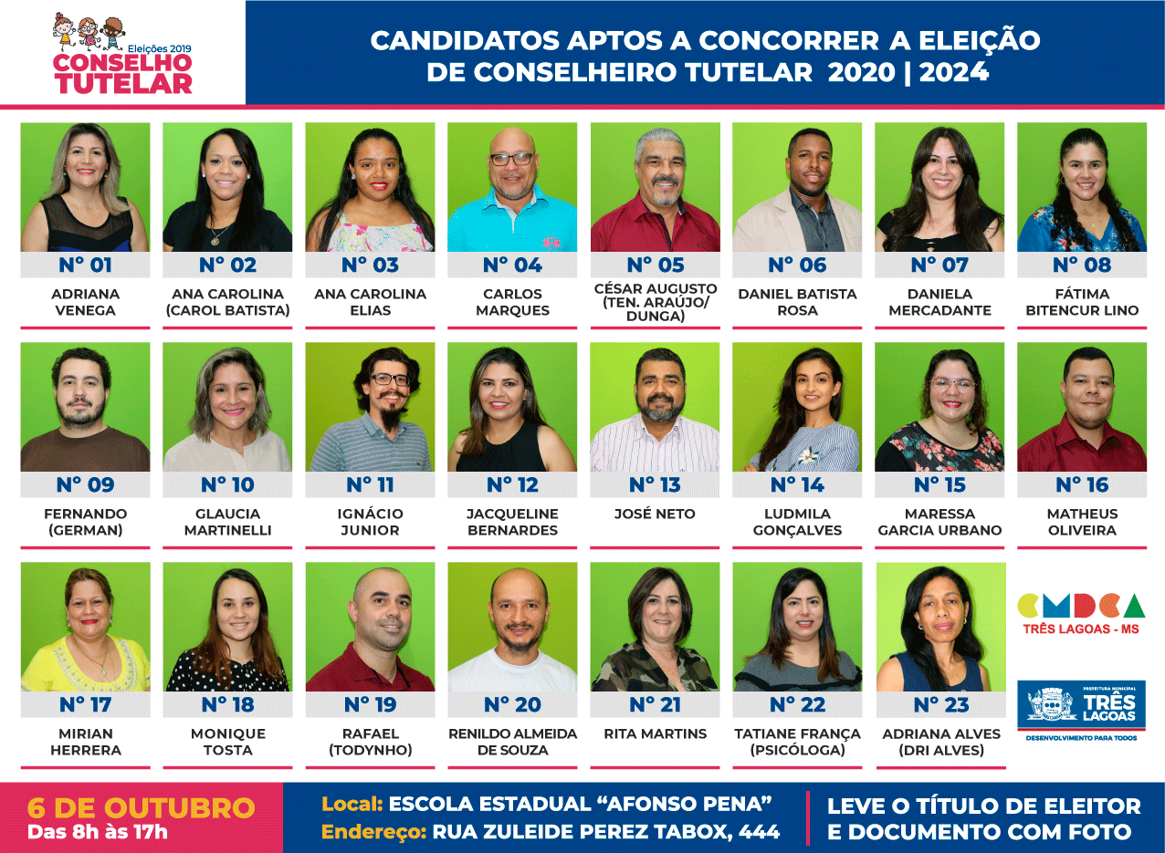 CMDCA convida população de Três Lagoas a participar das eleições dos novos conselheiros tutelares CMDCA convida população de Três Lagoas a participar das eleições dos novos conselheiros tutelares