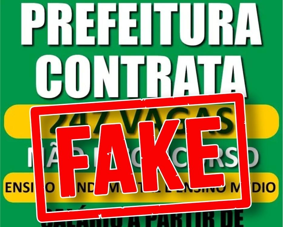 ATENÇÃO: Comunicado que circula com vagas de emprego oferecidas pela Prefeitura é falso ATENÇÃO: Comunicado que circula com vagas de emprego oferecidas pela Prefeitura é falso