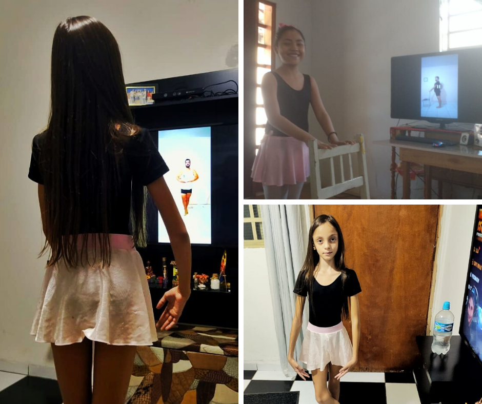 Alunas de Balé Clássico da Diretoria de Cultura fazem aula online durante período de isolamento social