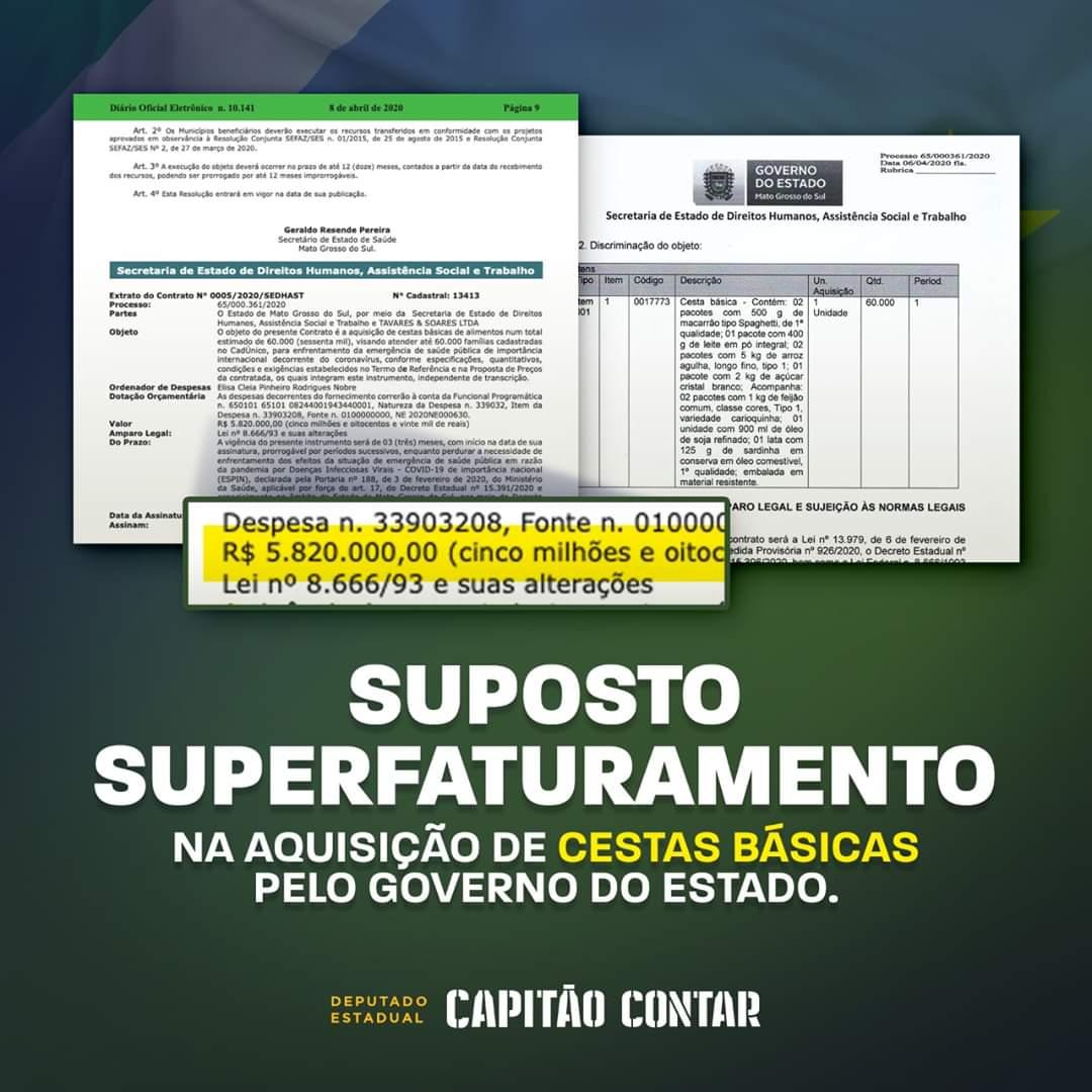 Contar solicita explicação ao Estado sobre aquisição de cestas básicas sem licitação