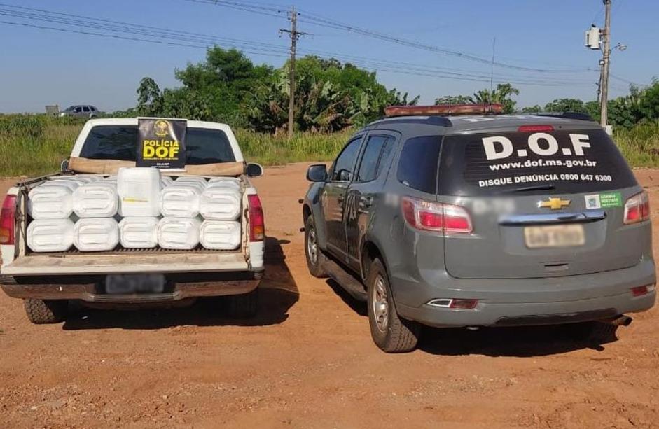 Veículo carregado com mais de dois mil litros de herbicida foi apreendido pelo DOF durante a Operação Hórus