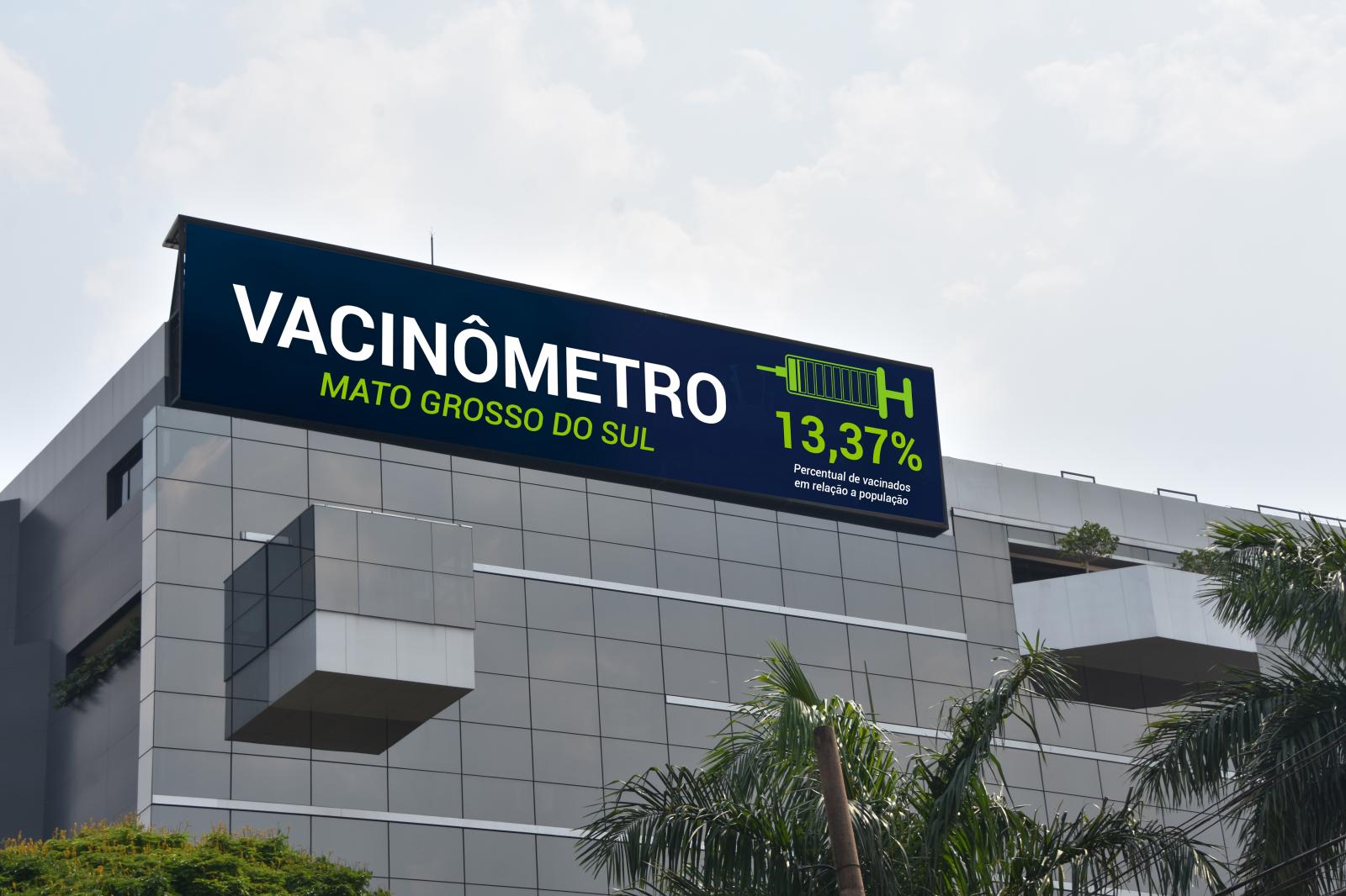 FIEMS instala “Vacinômetro” para divulgação da imunização contra a covid-19 em MS