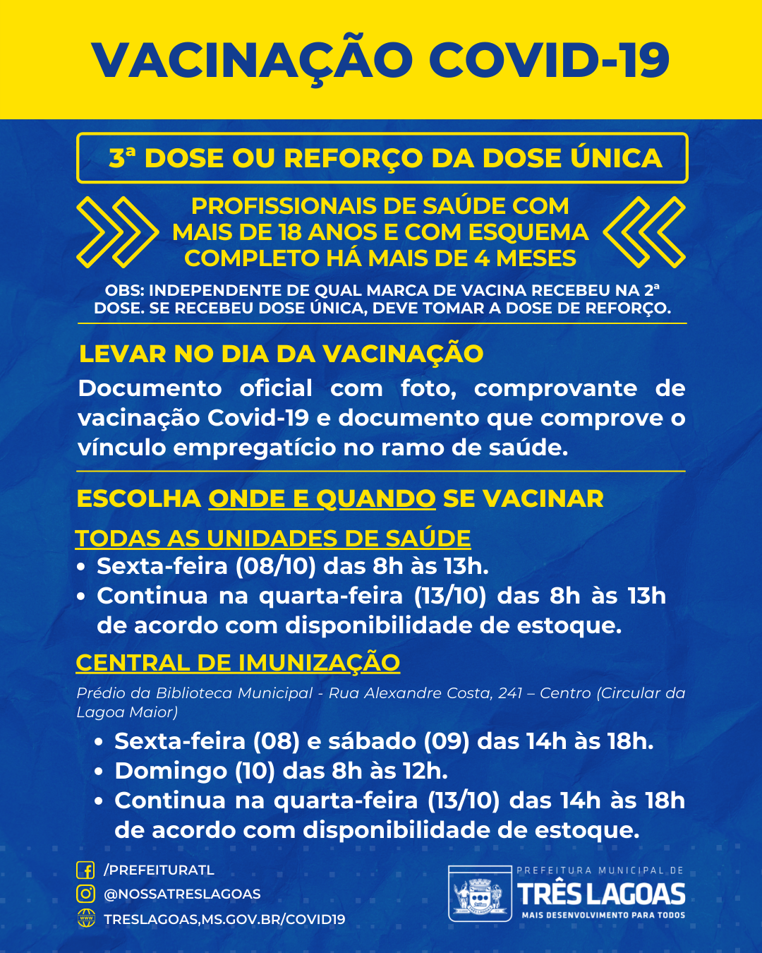 Secretaria de Estado de Saúde altera de 6 para 4 meses o período entre a 2ª - ou dose única - e 3ª dose para profissionais de saúde Secretaria de Estado de Saúde altera de 6 para 4 meses o período entre a 2ª - ou dose única - e 3ª dose para profissionais de saúde