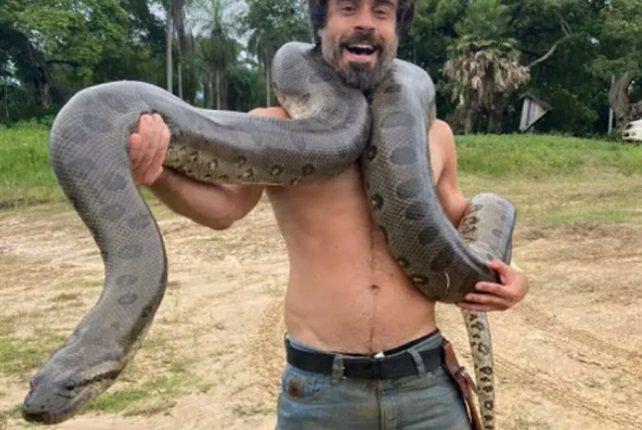 Sucuri de Pantanal apertou pescoço de ator da Globo em Mato Grosso do Sul Sucuri de Pantanal apertou pescoço de ator da Globo em Mato Grosso do Sul