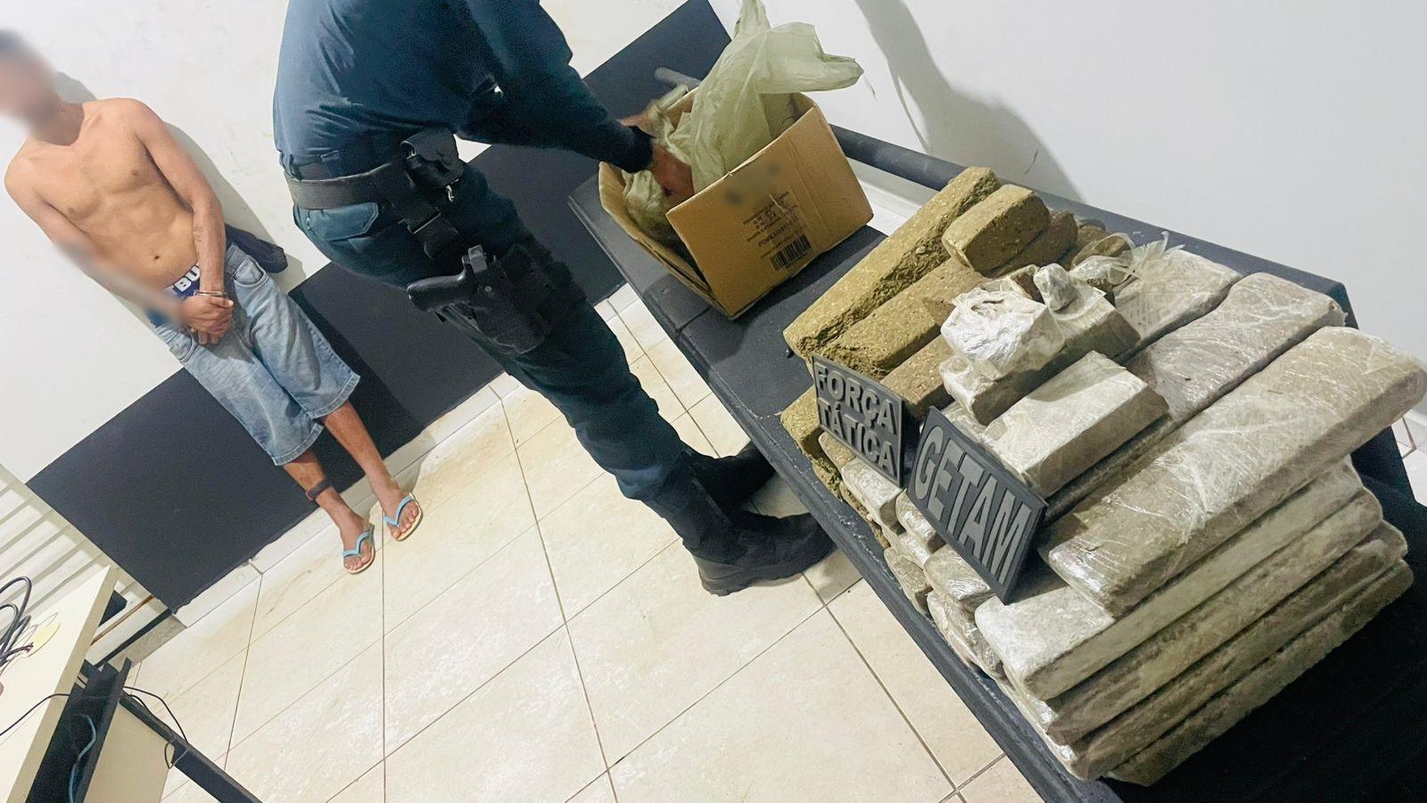 Força Tática e GETAM surpreendem suspeito e descobrem ‘depósito’ de entorpecentes no Real Park