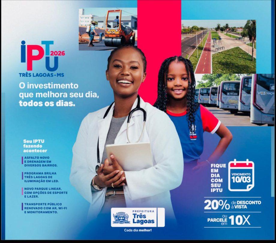 Prefeitura divulga prazos e formas de pagamento do IPTU 2026 que tem desconto de 20% à vista