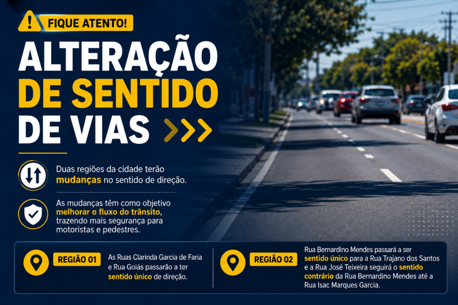 Prefeitura iniciará mudanças no sentido de circulação de quatro vias em Três Lagoas