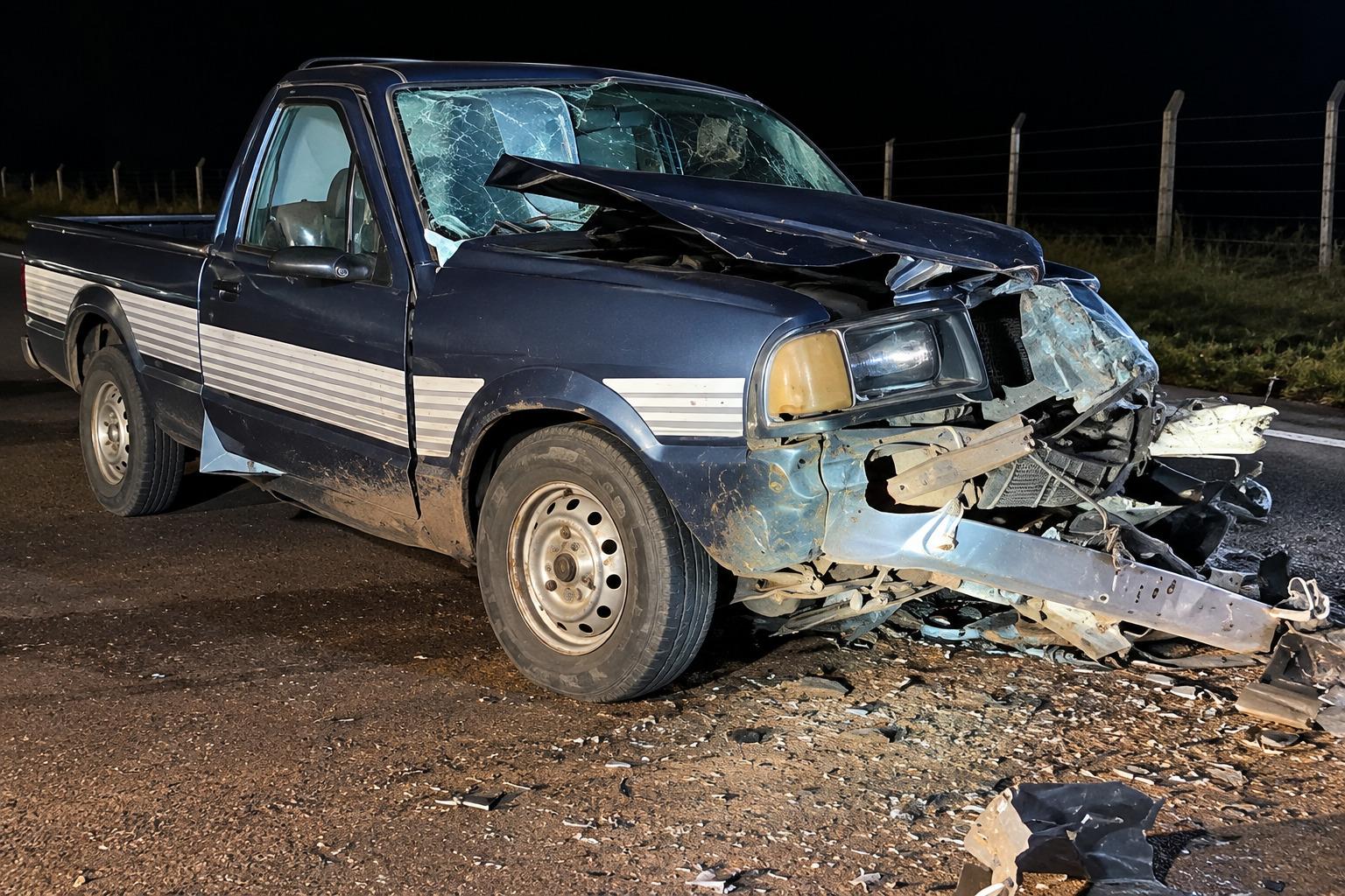 Motorista morre após colisão frontal entre Pampa e Fiat Toro na BR-262