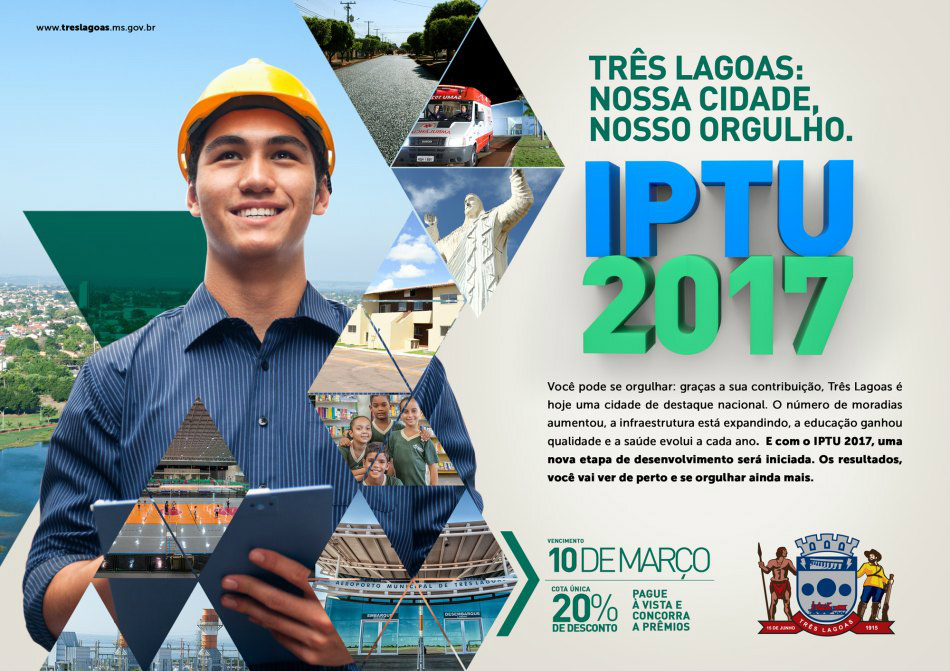 Primeira parcela do IPTU de 2017 vence no dia 10 de março em Três Lagoas