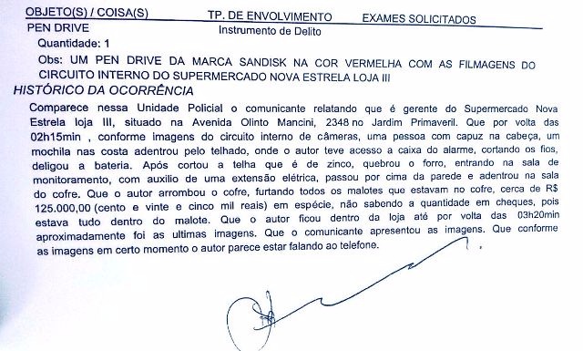 Pen drive entregue para identificar autores de furto em supermercado mostram apenas carrinhos de compras Pen drive entregue para identificar autores de furto em supermercado mostram apenas carrinhos de compras