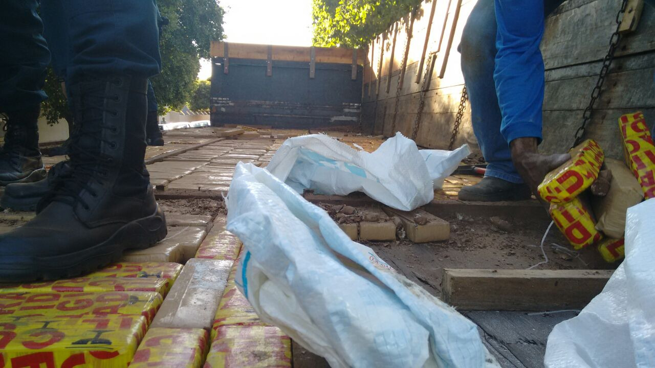 Forças policiais apreendem meia tonelada de maconha na MS-395 Forças policiais apreendem meia tonelada de maconha na MS-395