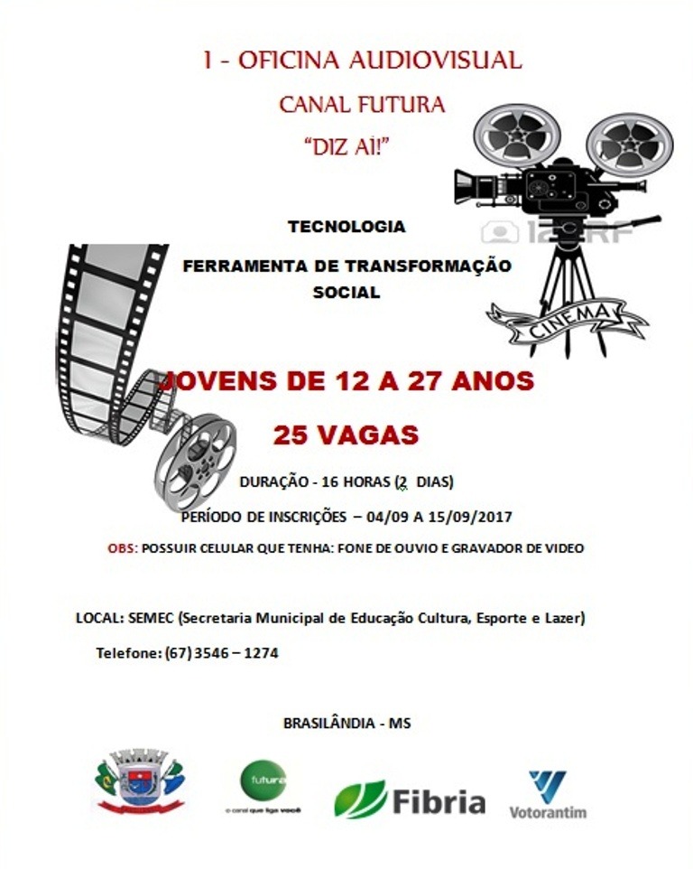 Prefeitura e Canal Futura promovem oficina para pessoas com interesse no audiovisual
