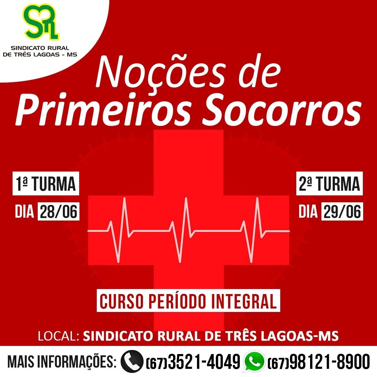Sindicato Rural realizará curso “Noções de Primeiros Socorros”